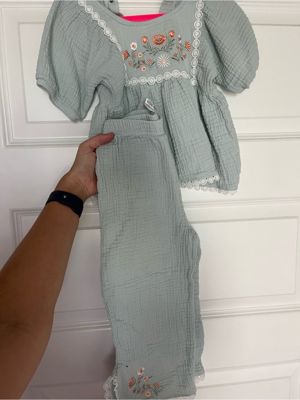 Sage Green Embroidered Two-Piece Set